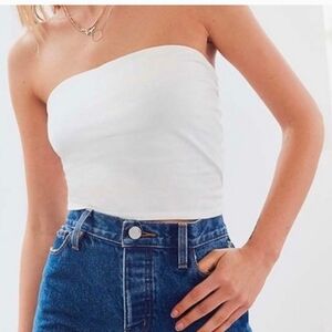 UO white tube top shelf bra